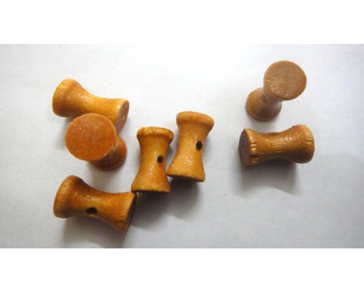LORD SHIVA's DUMROO - 1 Hole Wood Wooden Button - Sewing Scrapbook DIY - 14 mm Long